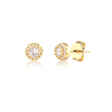 Brinco oval cristal menor entorno cravejado com banho de ouro 18k