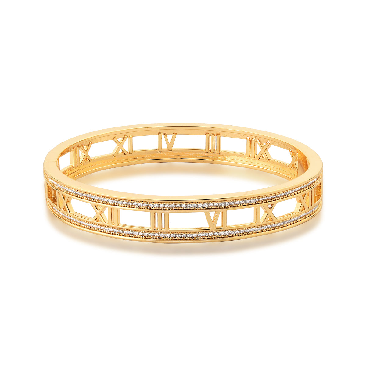 Pulseira bracelete inspired números romanos dourada