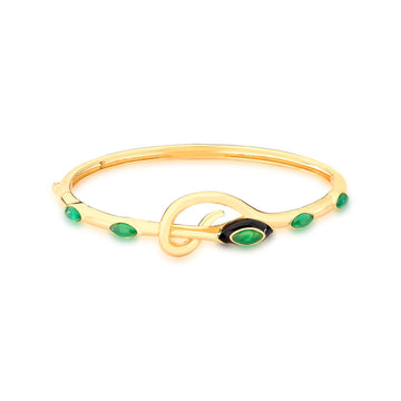 Pulseira bracelete snake resina preta e verde e gotas verdes dourado