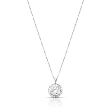 Colar MOISSANITE redondo entorno cravejado 2 quilates 8mm joia em prata 925 com banho de ródio branco