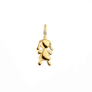 Pingente menina liso para colar veneziana com banho de ouro 18k