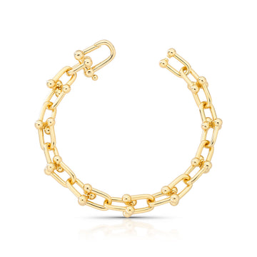 Pulseira elos modernos banho de ouro 18k