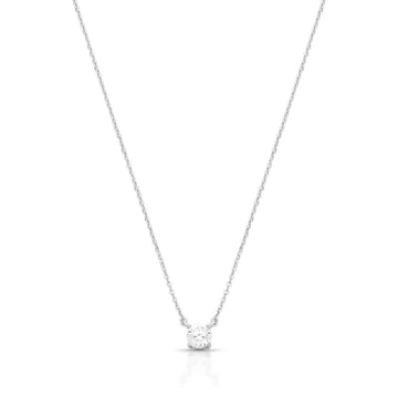 Colar MOISSANITE solitário 0,5 quilate 5mm joia em prata 925 com banho de ródio branco