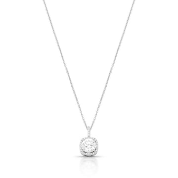 Colar MOISSANITE quadrado 1 quilate joia em prata 925 com banho de ródio branco