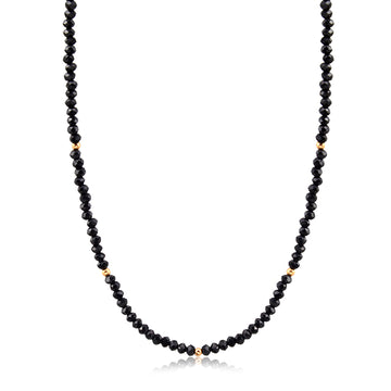 Colar cristais pretos com detalhe dourado