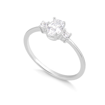 Anel prata 925 oval cristal