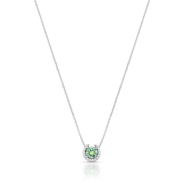 Colar MOISSANITE verde ciano meia cravação 0,5 quilates em prata 925 com banho de ródio branco