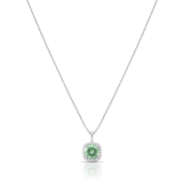Colar MOISSANITE verde ciano quadrado 1 quilates em prata 925 com banho de ródio branco
