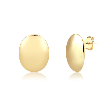 Brinco oval liso com banho de ouro 18k