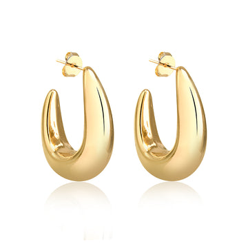 Brinco argola tarraxa lisa tubo com banho de ouro 18K