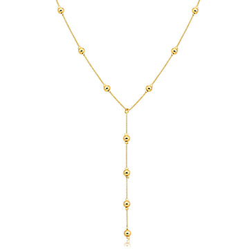 Colar gravatinha esferas com banho de ouro 18k