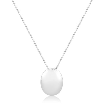 Colar oval liso com banho de ródio branco