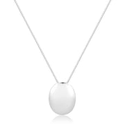 Colar oval liso com banho de ródio branco