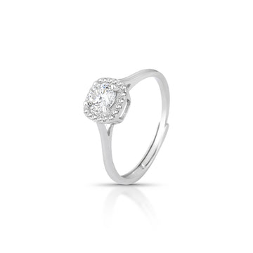 Anel MOISSANITE quadrado menor 0,5 quilate joia em prata 925 com banho de ródio branco