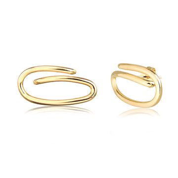 Brinco maxi vazado oval com banho de ouro 18k