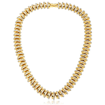Colar maxi liso e cravejado com banho de ouro 18k