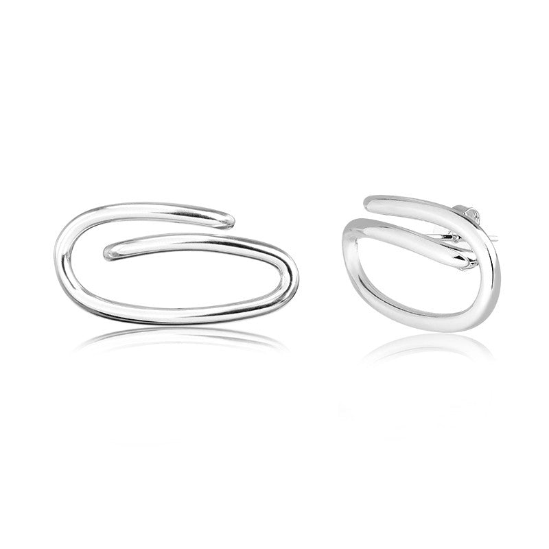 Brinco maxi vazado oval com banho de ródio branco