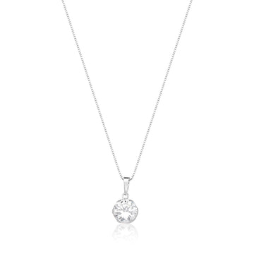 Colar ponto de luz com zircônia cristal com 8mm em prata 925