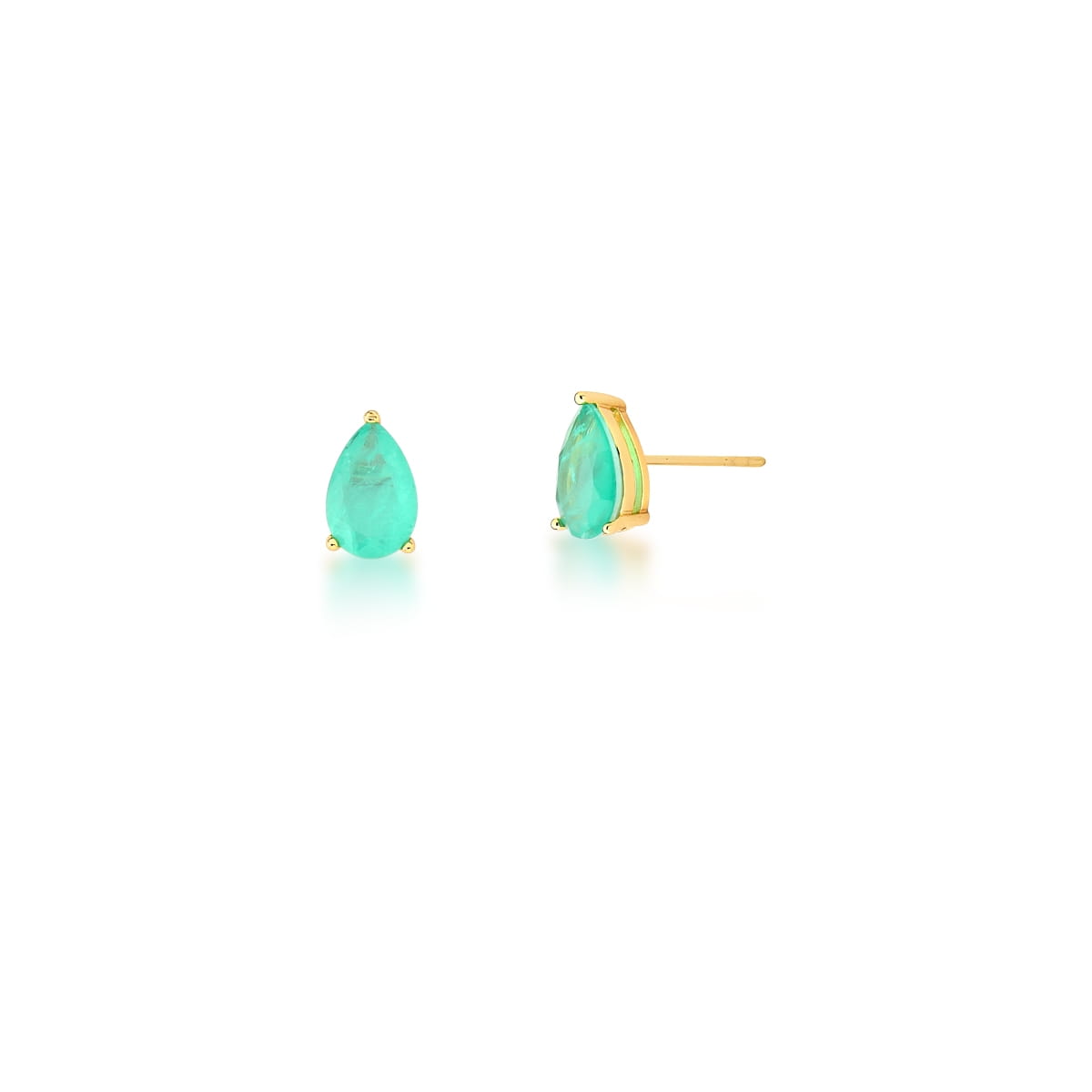 Brinco gota esmeralda colombiana com banho de ouro 18k