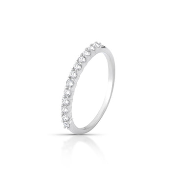 Anel MOISSANITE meia aliança slim 0,5 quilates joia em prata 925 com banho de ródio branco
