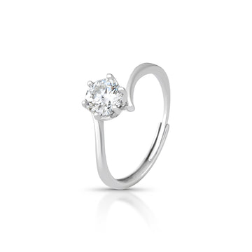 Anel MOISSANITE soitário 1 quilate 6,5mm joia em prata 925 com banho de ródio branco