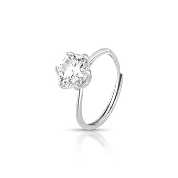 Anel MOISSANITE solitário 2 quilates 8mm joia em prata 925 com banho de ródio branco