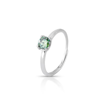 Anel MOISSANITE solitário verde ciano 0,5 quilate  joia em prata 925