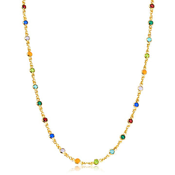 Colar choker colorida com banho de ouro 18k