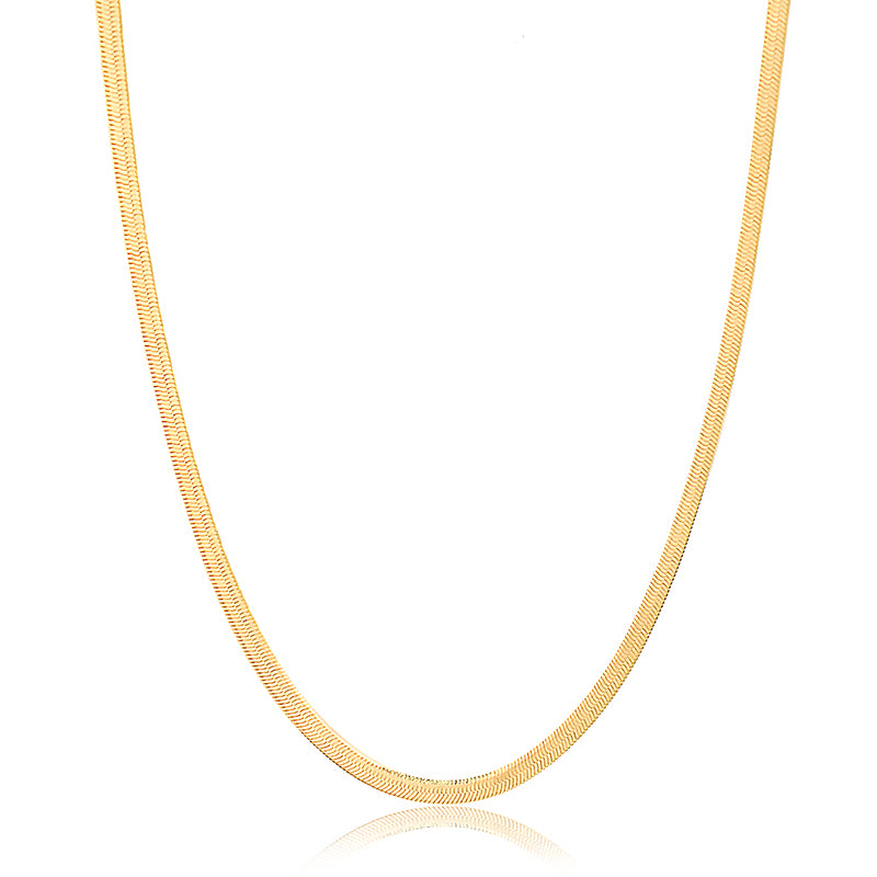 Colar fita laminada longo com banho de ouro 18k