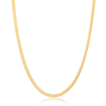 Colar fita laminada longo com banho de ouro 18k