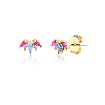 Brinco mini gotinhas coloridas dourado