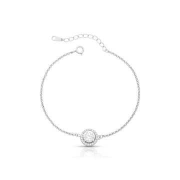 Pulseira MOISSANITE redondo entorno cravejado 1.0 quilate em prata 925 com banho de ródio branco