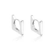 Brinco argola quadrada P lisa com banho de ródio branco