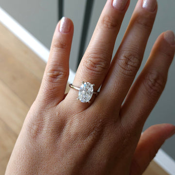 Anel prata 925 solitário oval MOISSANITE 8x12mm 4.5 quilates