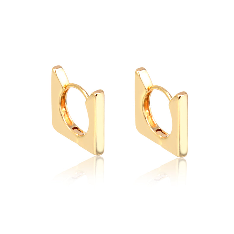 Brinco argola quadrada P lisa com banho de ouro 18k