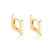 Brinco argola quadrada P lisa com banho de ouro 18k