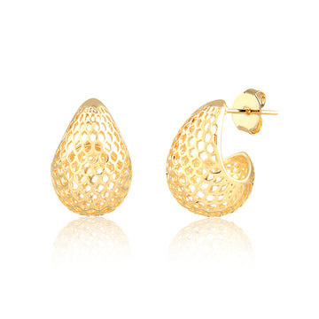 Brinco argola abaloada vazada maior com banho de ouro 18k