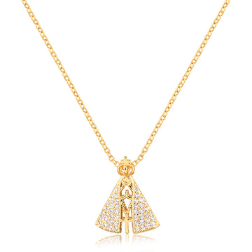 Colar nossa senhora reversível com banho de ouro 18k
