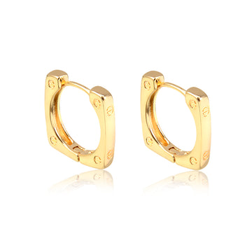 Brinco argola quadrada inspired G com banho de ouro 18k