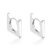 Brinco argola quadrada G lisa com banho de ródio branco