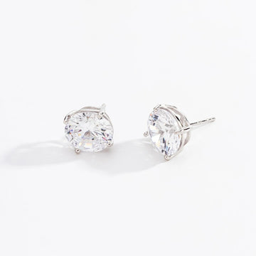 Brinco solitário 10mm com zircônia cristal com banho de ródio branco