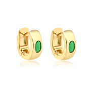 Brinco argola larga com oval esmeralda maior com banho de ouro 18k