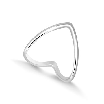 Anel V liso com banho de ouro 18k