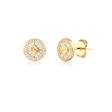 Brinco pizza detalhe trevo  dourado