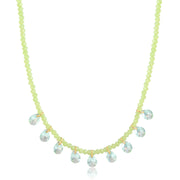 Colar cristais verde com gotinhas verde com banho de ouro 18k