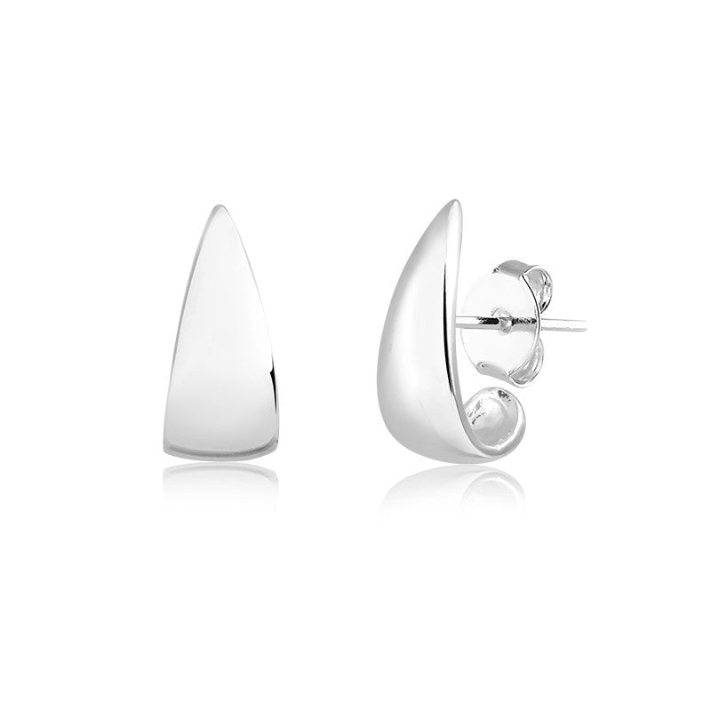 Brinco ear hook gota lisa com banho de ródio branco