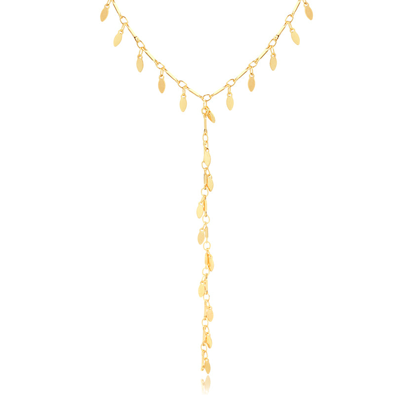 Colar gravatinha gotas lisas com banho de ouro 18k