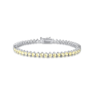 Pulseira riviera 3 garras com zircônia citrino com banho de ródio branco