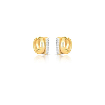 Brinco argola dupla lisa e cravejada com banho de ouro 18k
