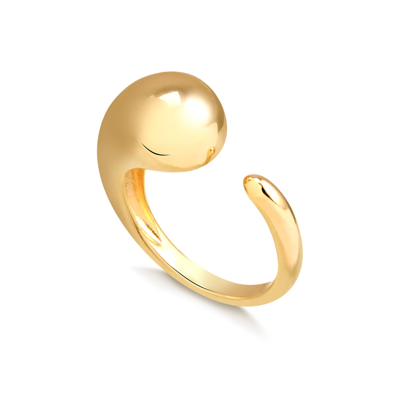 Anel abaloado slim aberto com banho de ouro 18k